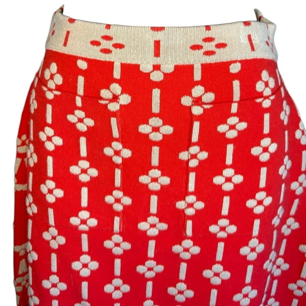 Maeve Anthropologie women’s Quant 
Skirt orange red tan floral sweater material - Picture 8 of 12